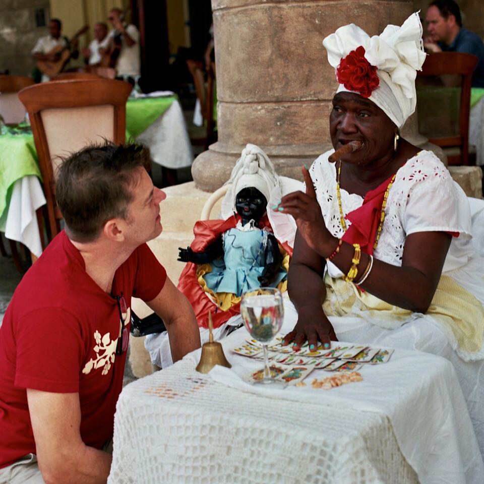 And here's another #havanavieja #habanavieja pic of @eddiemgbol getting his #fortune told by #juanalacubana (as she called herself). She told us all our dreams will come true and I'm sure she's telling the #truth. We just have to move the furniture around, bathe in scented oils, and do a few other things. Gotta get on that! Thanks Juana!! #hasselblad #film #120 #filmisnotdead #cuba #takemeback