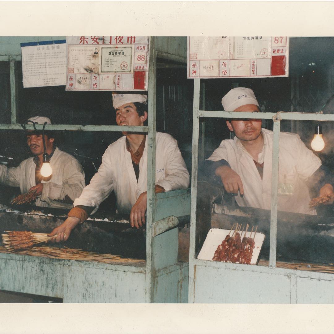 Next shot #tbt #changsha, #China #youngphotographer #yalechina #Englishteacher #foodstalls... These fine #Uighur gents took one look at me (with hair) and saw a #brotherfromanothermother #chinshitthefloor #1993